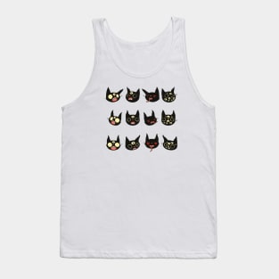 Creepy Cute Black Cat Faces Tank Top